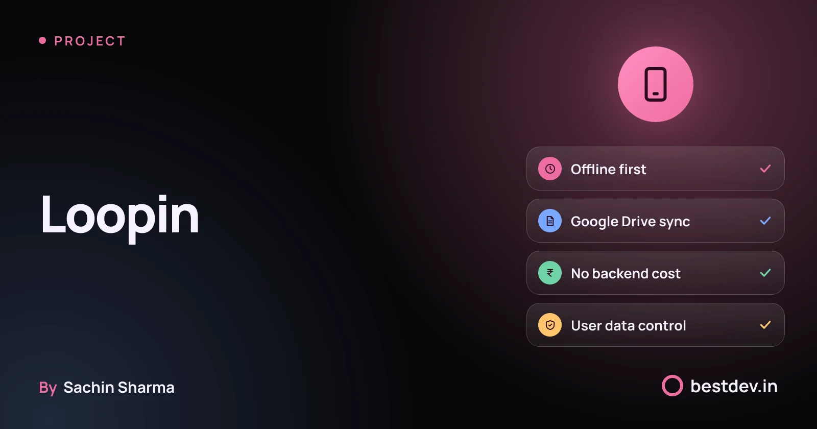 Loopin app concept: offline habit tracking with Google Drive sync and user data ownership